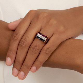 Oscar Heyman Diamond, Ruby and Sapphire Ring