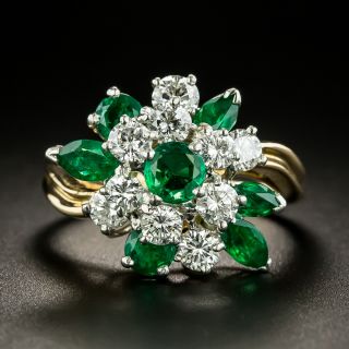 Oscar Heyman Emerald and Diamond Cluster Ring - 3