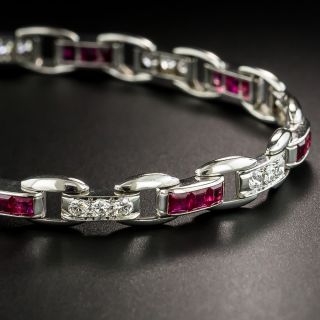 Oscar Heyman Late Art Deco Diamond Ruby Bracelet - 3