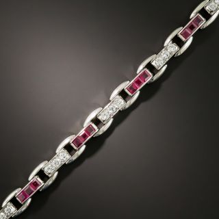 Oscar Heyman Late Art Deco Diamond Ruby Bracelet