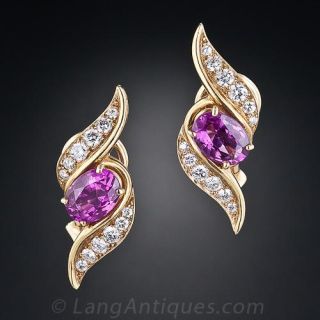 Oscar Heyman Pink Sapphire and Diamond Earrings