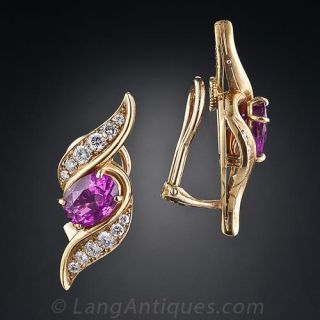 Oscar Heyman Pink Sapphire and Diamond Earrings