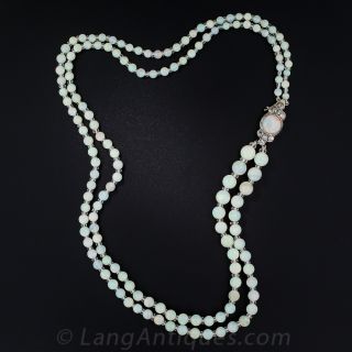 Outstanding Antique Double-Strand Opal Bead Necklace