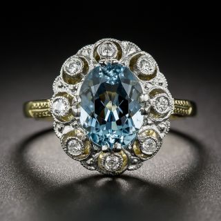 Oval Aquamarine and Diamond Vintage Style Ring
