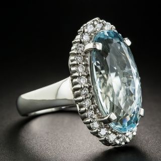 Oval Aquamarine Platinum Diamond Ring