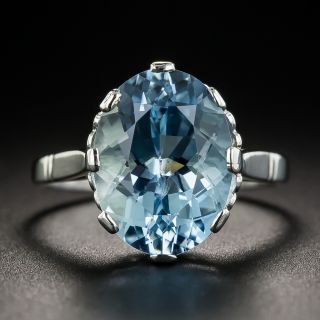 Oval Aquamarine Vintage Platinum Solitaire