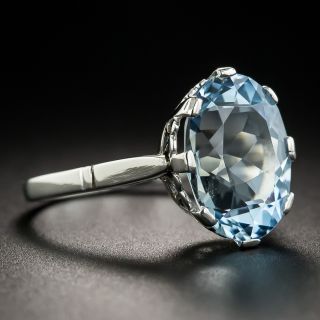 Oval Aquamarine Vintage Platinum Solitaire
