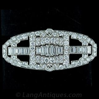 Oval Art Deco Diamond Pin Main View