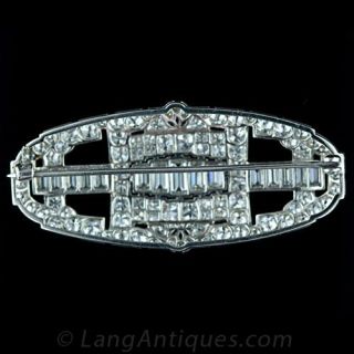 Oval Art Deco Diamond Pin