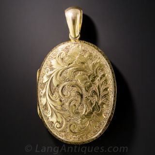 Oval Floral Engraved Locket