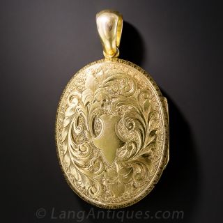 Oval Floral Engraved Locket