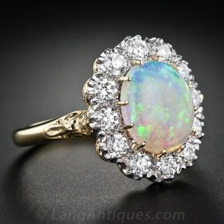 Oval Opal Halo Ring