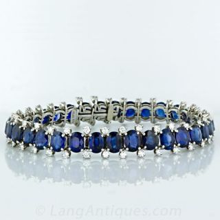 Oval Sapphire and Diamond Bracelet in Platinum 