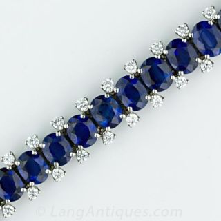 Oval Sapphire and Diamond Bracelet in Platinum  - 3