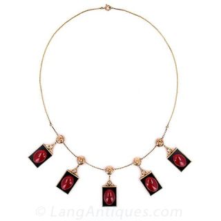 Oxblood Coral and Black Onyx Necklace