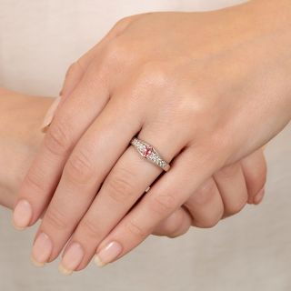 Padparadscha Sapphire and Diamond Ring