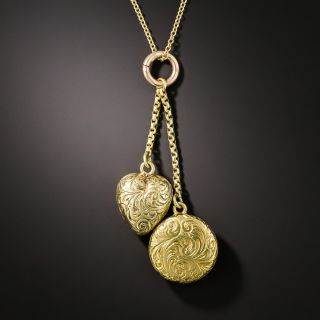 Pair of Petite Victorian Engraved Lockets - 2