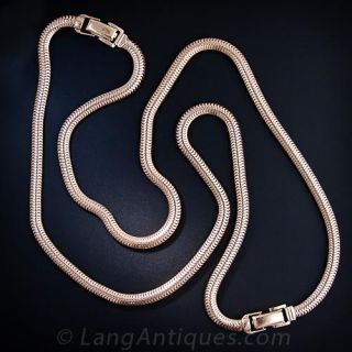Pair of Retro Rose Gold Serpentine Neckchains