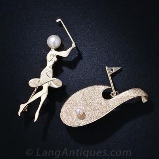 Pair of Ruser Lady's Golfer Pins - 2