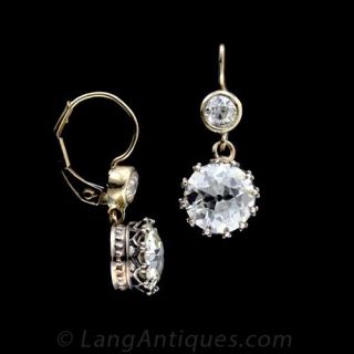 Pair of Victorian Diamond, Silver-Topped 9K Yellow Gold Earrings