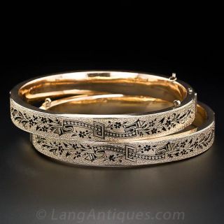 Pair of Victorian Enameled Bangle Bracelets