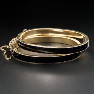 Pair Victorian Black Enamel Bangle Bracelets