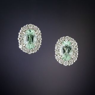 Paraiba Tourmaline Platinum and Diamond Earrings