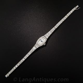 Patek Philippe Art Deco Platinum and Diamond Bracelet Watch