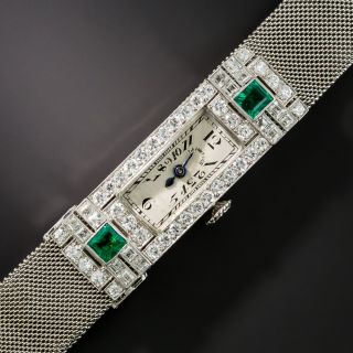 Patek Philippe/Tiffany & Co. Art Deco Emerald and Diamond Watch - 2