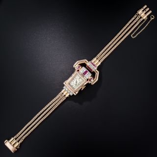 Paul Ditisheim Retro Rose Gold, Ruby and Diamond Watch