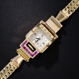 Paul Ditisheim Retro Ruby and Diamond Watch