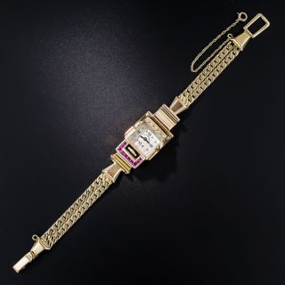 Paul Ditisheim Retro Ruby and Diamond Watch