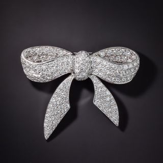 Pavé Diamond Platinum Bow Brooch - 2