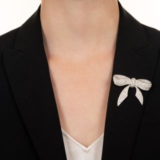 Pavé Diamond Platinum Bow Brooch