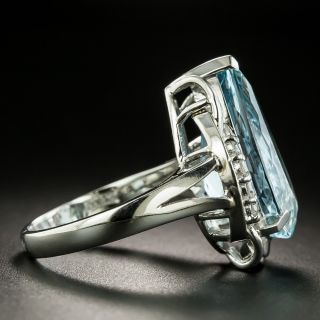 Pear Shape Aquamarine Platinum Diamond Ring