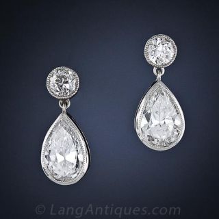 Pear Shape Diamond Drop Earrings