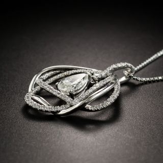 Pear Shape Diamond Platinum Drop Necklace