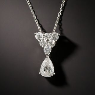 Pear Shape Diamond Platinum Drop - 1