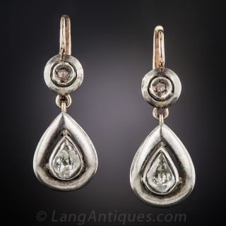 Pear-Shape Rose-Cut Diamond Dangle Earrings