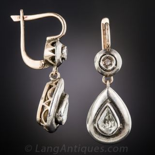 Pear-Shape Rose-Cut Diamond Dangle Earrings