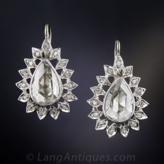 Pear-Shape Rose-Cut Diamond Earrings
