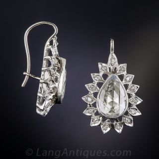 Pear-Shape Rose-Cut Diamond Earrings