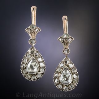 Pear-Shape Rose-Cut Diamond Earrings