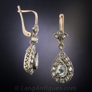 Pear-Shape Rose-Cut Diamond Earrings