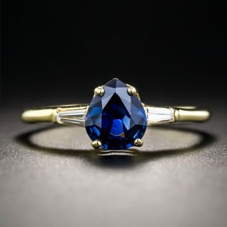 Pear Shape Sapphire and Diamond Ring
