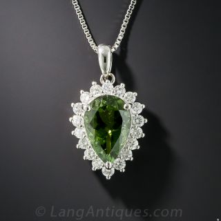 Pear Shape Tourmaline and Diamond Pendant 