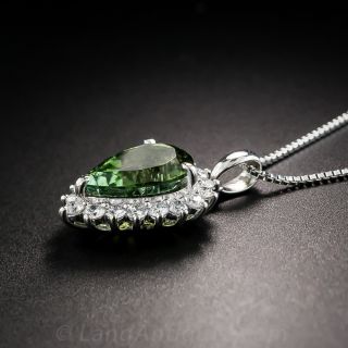 Pear Shape Tourmaline and Diamond Pendant 