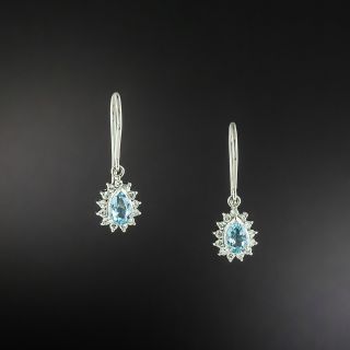Pear-Shaped Aquamarine and Diamond Dangle Earrings - 2