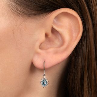 Pear-Shaped Aquamarine and Diamond Dangle Earrings
