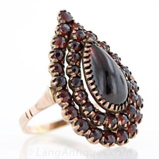 Pear-Shaped Garnet Cluster Ring